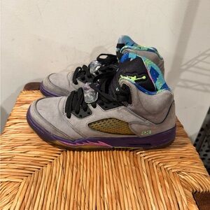 Youth Nike Air Jordan Sneakers - Gray, Purple, and Blue Size 6